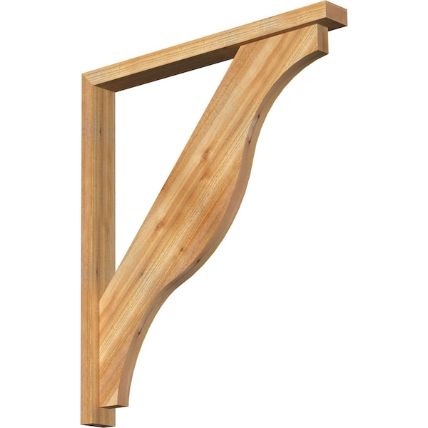 Ekena Millwork Funston Block Rough Sawn Bracket w/ Offset Brace, Western Red Cedar, 4"W x 38"D x 44"H BKT0402X38X44FST05RWR - main